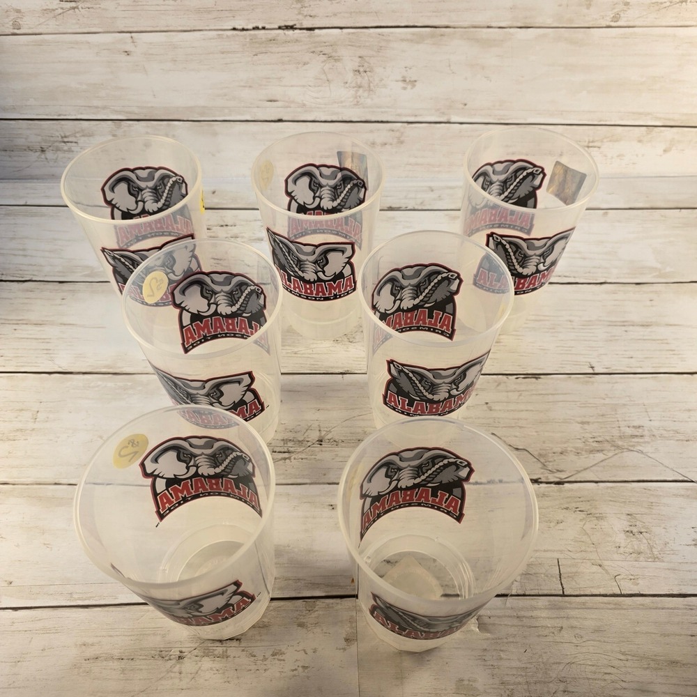Alabama Crimson Tide Plastic Souvenir Cups Set of 7 Big Al Mascot NCAA Bama